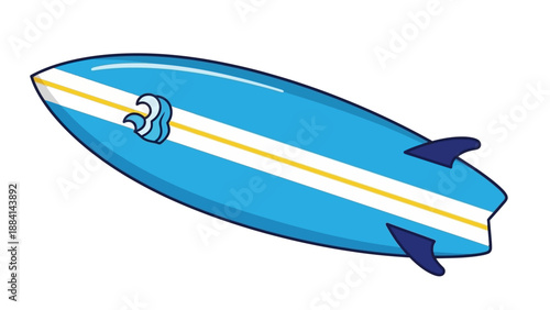 Blue zeppelin with wave design and yellow stripe illustration