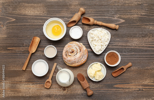 Sweet cinnamon roll and dif...