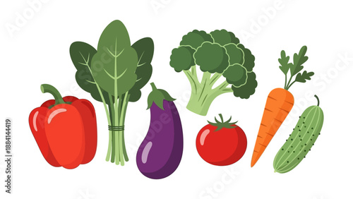Colorful assortment of fresh vegetables on white background