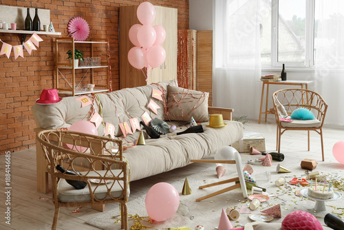 Interior of messy living ro...