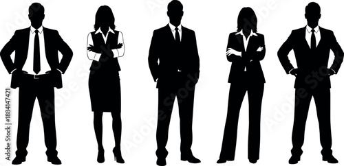 Professional Business Team Silhouettes in Formal Suits Standing Confidently for Corporate Leadership Success Executive Group Management Career and Employment Concept