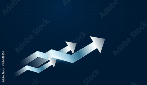 The dynamic arrows moving forward direction concepts on dark blue background, with Glowing arrow points to goal achievement, symbolizing future efficiency gains vector illustration