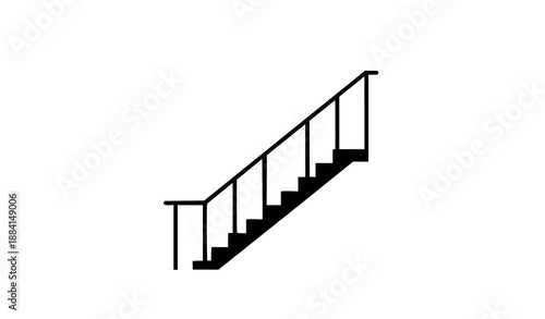 Minimal flat vector black iron staircase side view architectural icon