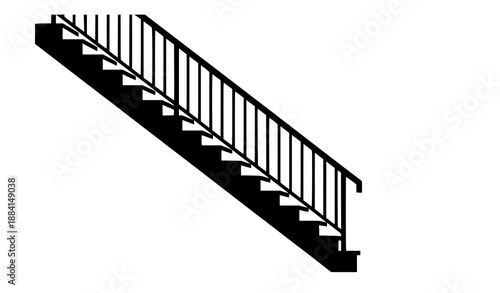 Bold flat black iron staircase vector element architectural interior exterior design