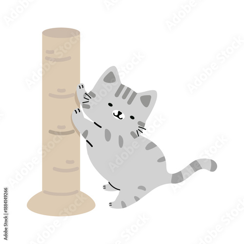 Cute Cat Scratching Post Illustration