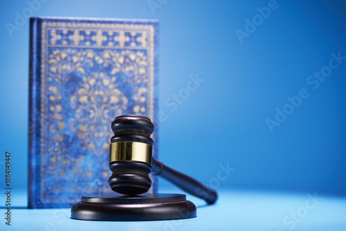 sharia law gavel and  holy koran