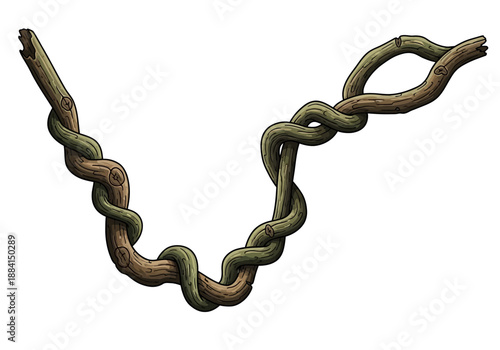 Twisted metal chain illustration showcasing intricate texture and earthy tones from a close-up viewpoint