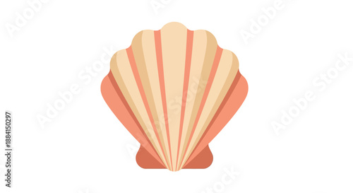A seashell on a sandy beach during a warm summer day with sunlight shining on it from above
