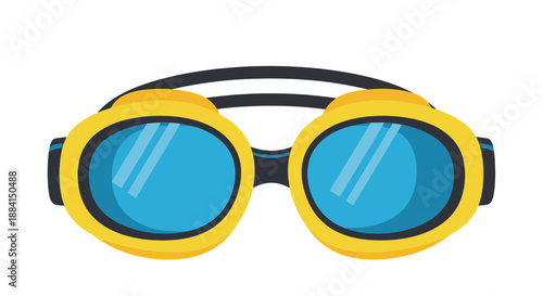 Vibrant yellow goggles with blue lenses for a summer swimming adventure