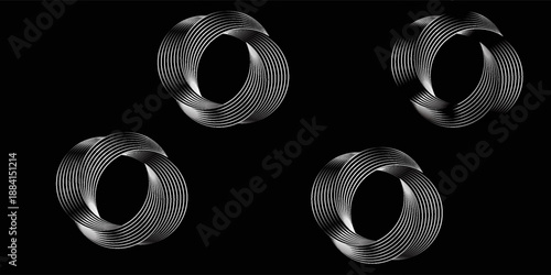 Abstract background with lines in circle. Art design spiral as logo or icon. A black figure on a white background and an equally white figure on the black side.