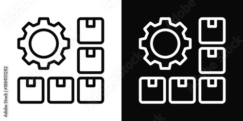 Mass Production Icon White And Black Background Style