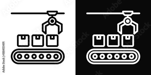 Bild auf Leinwand Assembly Line Icon White And Black Background Style