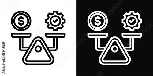 Break Even Point Icon White And Black Background Style