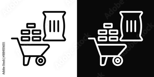 Raw Material Icon White And Black Background Style
