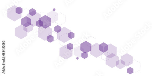 Vector geometric abstract background with purple hexagons for Science, technology and medical concept.