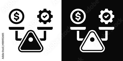 Break Even Point Icon White And Black Background Style