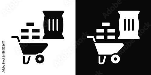 Raw Material Icon White And Black Background Style