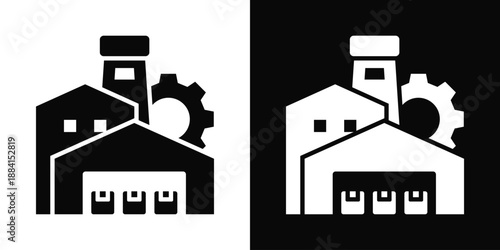 Industrial Icon White And Black Background Style
