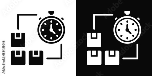 Just In Time Icon White And Black Background Style