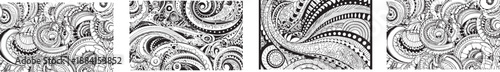 Abstract artistic monochrome design patterns: Intricate monochrome designs with swirling patterns offer a captivating visual experience, where artistic detail and abstract form blend seamlessly.