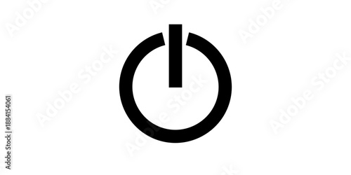 Vector illustration of a set of abstract black and white web icons featuring glossy glass circle power buttons for computer technology and internet start switch signs