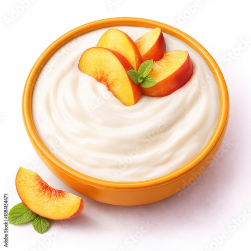 Peach Yogurt in Orange Bowl - High Res