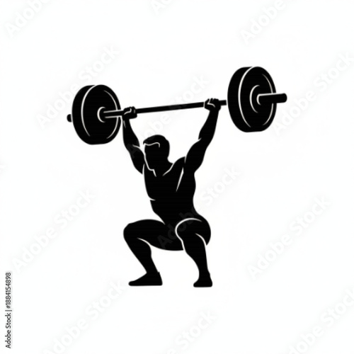 Athlete Performing Weightlifting Snatch or Jerk Squat