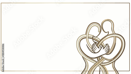 Embrace design for Hug Day and Valentine's Day with abstract figures in warm tones highlighting affection. Elegant design showcases intertwined shapes expressing love and tenderness.