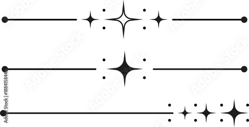 Collection of minimalist black horizontal line dividers featuring various centered star and dot accents