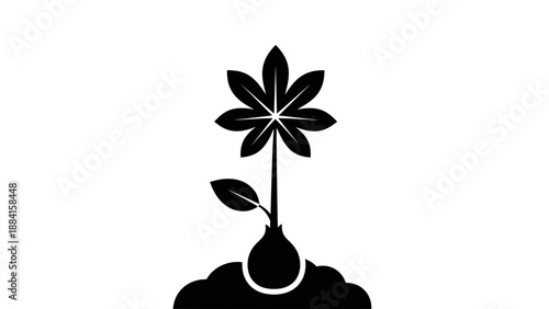 A minimalist vector graphic of a flower growing out of a pile of coins