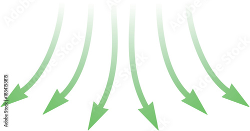 Five sweeping green gradient arrows illustrate a dynamic convergence or downward flow concept