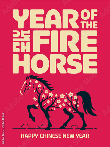 Wallpaper Mural Year of the Fire Horse Chinese New Year, Happy Chinese New Year Celebration, Fire Horse Zodiac, Lunar Year Design Torontodigital.ca