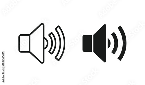 Vector illustration of sound wave icons with speaker symbols in black and white