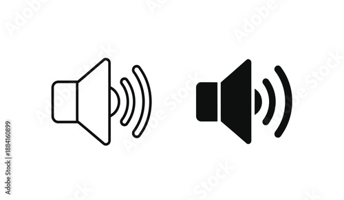 Black and white speaker icon set with sound waves