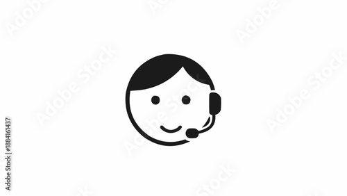 Smiling Customer Service Representative Wearing Headset.