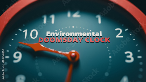 Foto Close up of environmental doomsday clock face and hands