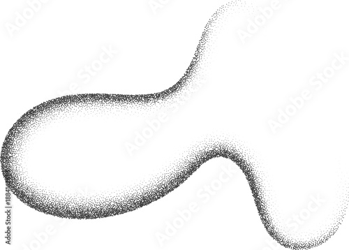 Grainy stippled brush wave with noisy sand particles and fluid paint texture. Abstract grunge flow