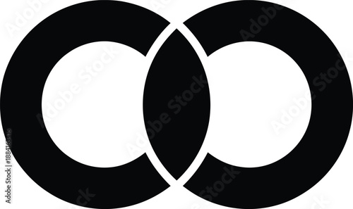 Interconnected black circles on white background