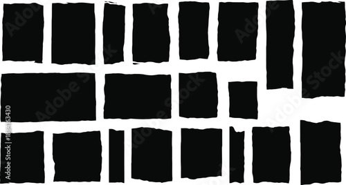 Abstract composition with black rectangles on white background