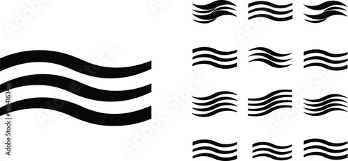 A collection of wavy line patterns in various sizes and orientations