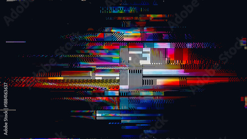 Abstract RGB Digital Glitch Background with Pixel Noise