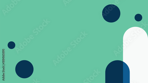 Modern abstract digital background with floating geometric shapes in a refreshing green and blue palette, ideal for clean design projects