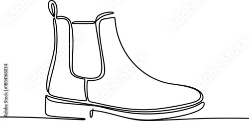Black and white outline of a boot with a lace and sole detail