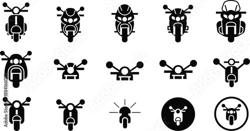 Motorcycles and scooters vector icons. 