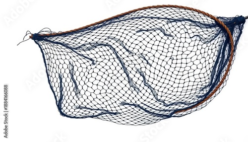 Intricate fishing net, isolated on white background,  texture,  network