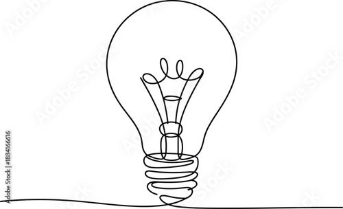 Simple black and white light bulb with coiled filament