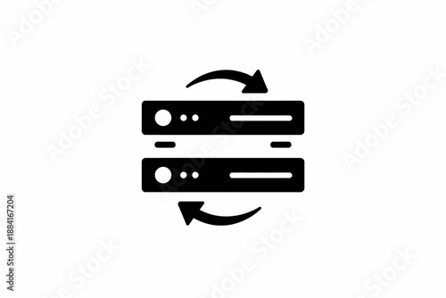 Data synchronization between servers or database transfer icon for web and app design isolated on transparent background, isolated on white background, Vector