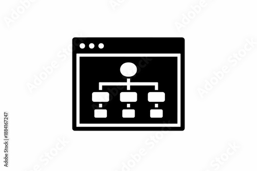 Digital representation of a website sitemap or hierarchical structure icon isolated on transparent background, isolated on white background, Vector