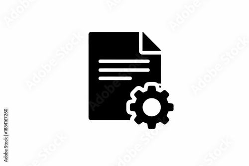 Document setting glyph icon for configuration and file management tasks isolated on transparent background, isolated on white background, Vector