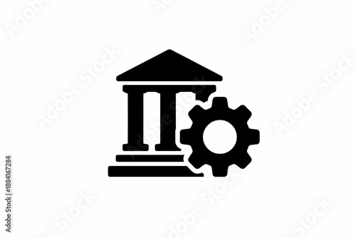 Government operations and institutional settings icon with a gear symbolizing management isolated on transparent background, isolated on white background, Vector